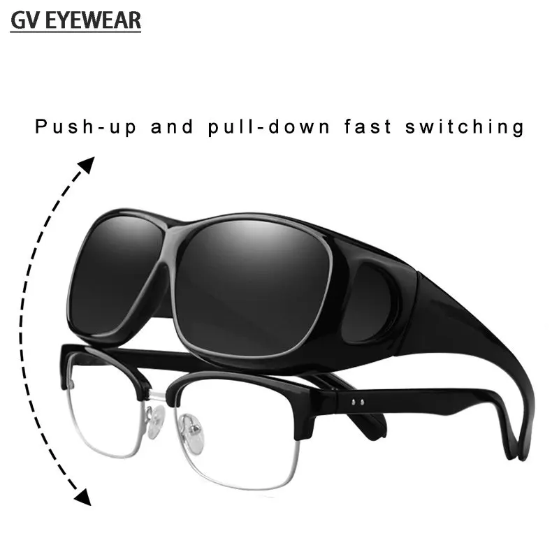 TR90 Polarized UV400 Sunglasses Fit Over Glasses Oversized Square Oversized Square Fit Over Glasses Polarized Sunglasses UV400  main image 2