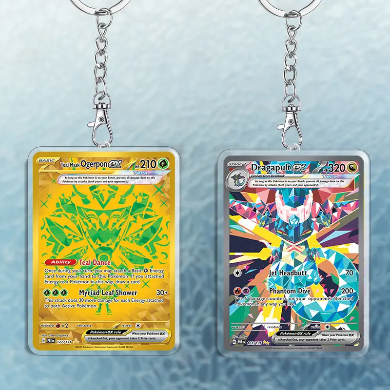 LLavero acrílico de Pokémon de 8cm EX, tarjeta acrílica Ultra rara, serie PRISMATIC Keybag, colgante con hebilla con incrustaciones, regalo superventas