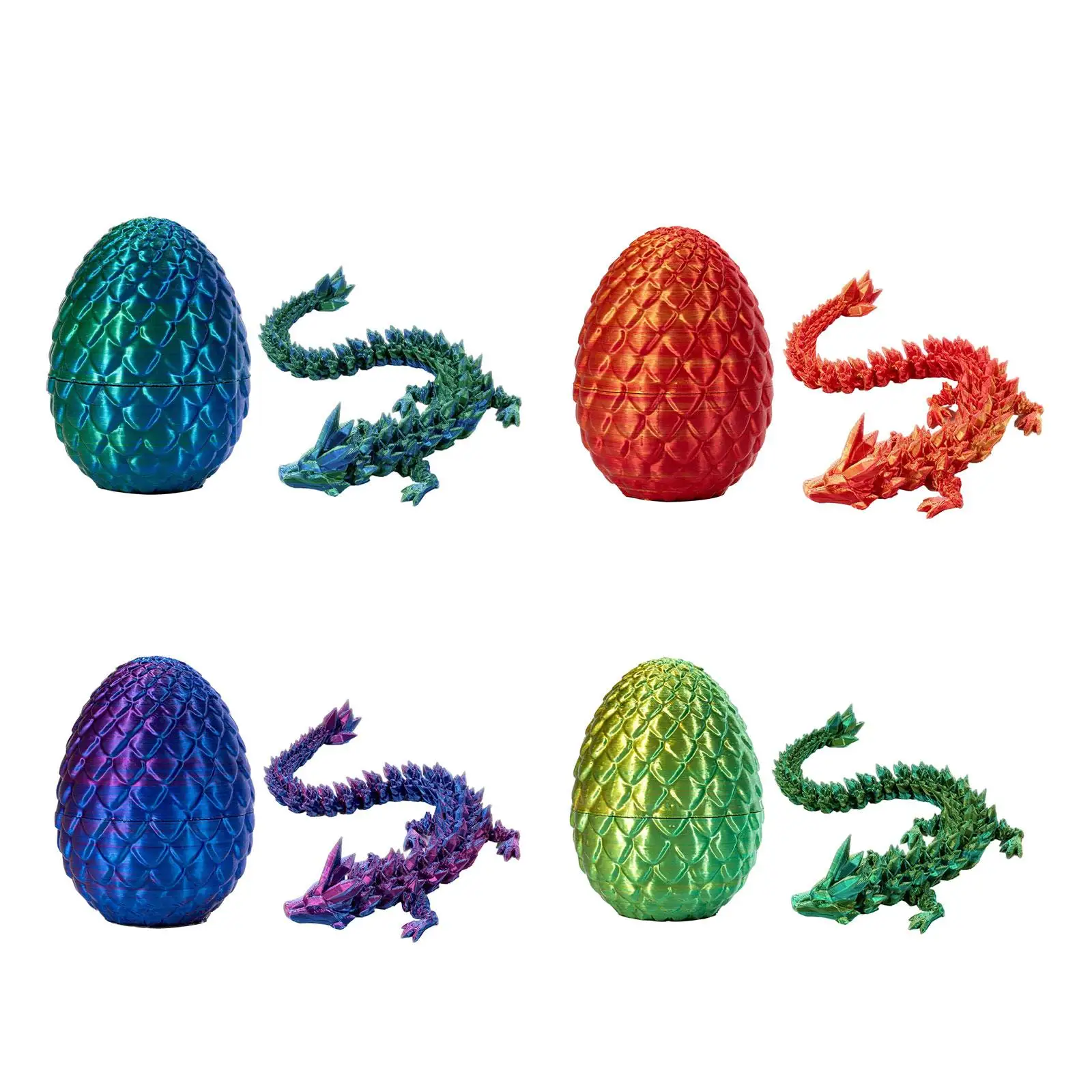 3D Printed Dragon Beautiful Toy Flexible Dragon Egg Set Collectible Dragon Figurine for Cabinet Home Bookshelf Desktop Decor