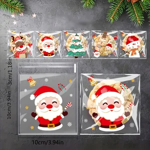 Sealed Christmas Bags, Disposable Sweets and OPP cookies, festive cartoon, holiday gift, 100pcs 10 Main Sales Packaging Christmas - №4