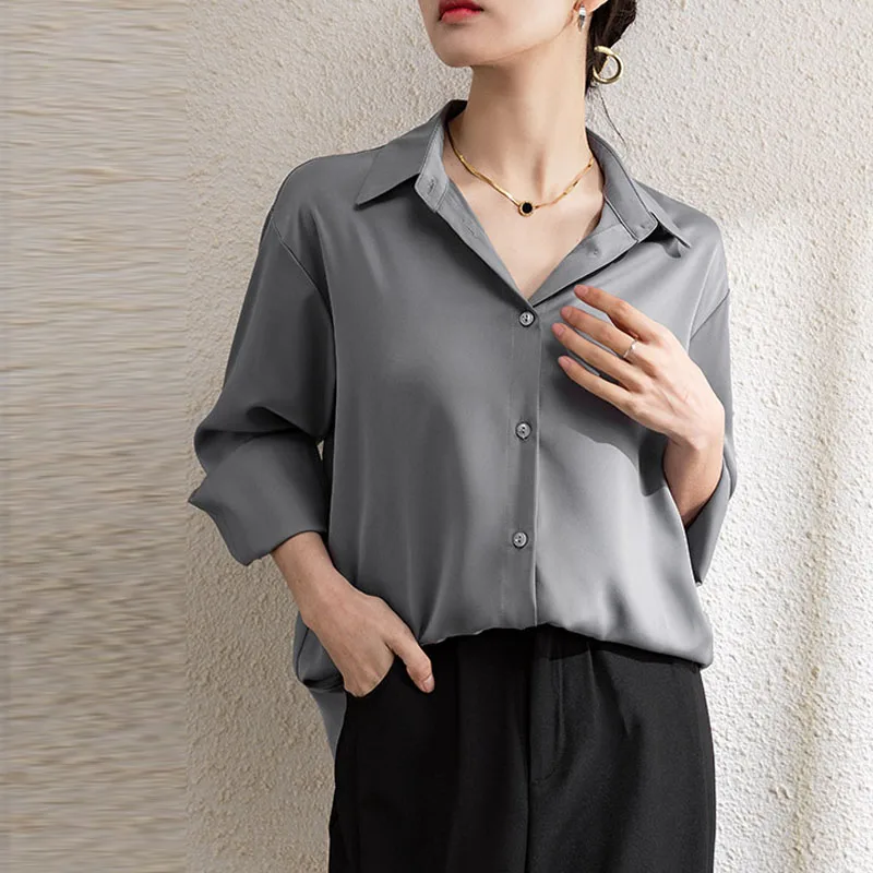 Autumn New Long Sleeve Turn Down Collar Women Shirt Office Lady Chiffon Shirt Blouse Women Tops Shirts Blusas Para Mujer C37