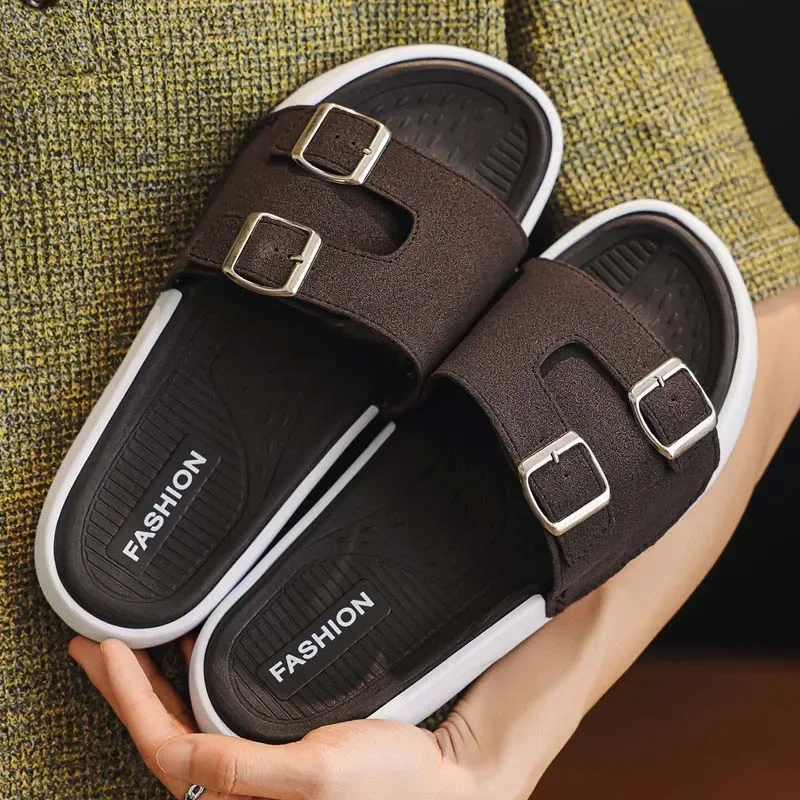 No Complex Collocation Lazy Style Men Summer Slide Slippers Anti Slip Quick Match Design for Busy Daily Casual Home and Outdoor