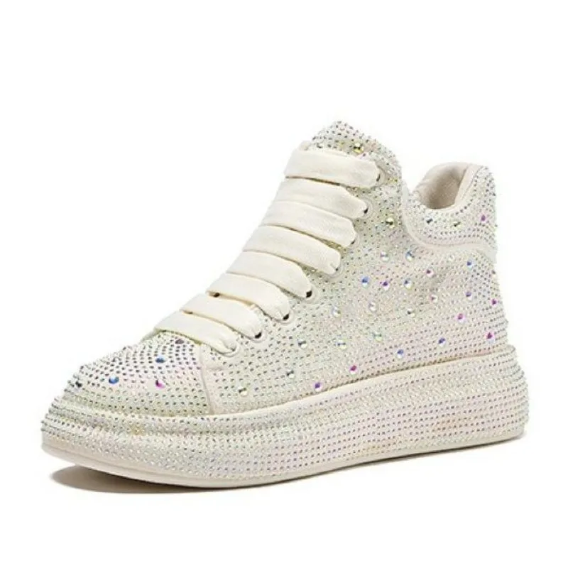 

Fashion Sneakers Women Trend 2022 New Spring Autumn Platform Lace Up Rhinestone Women Casual Shoes Fashion Shiny Ladies Shoes