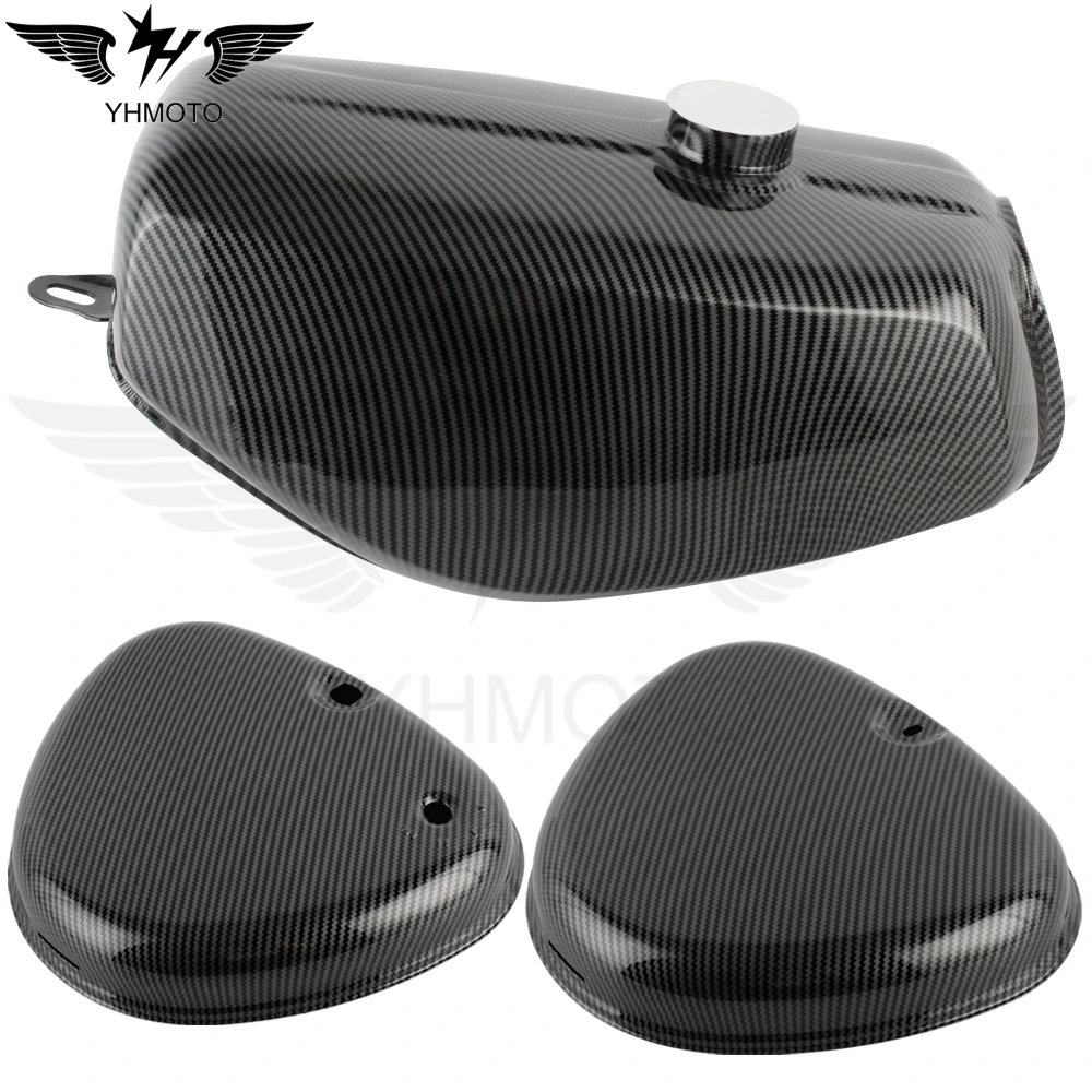 Motorcycle Fuel Tank Side Cover Set Protector Fairing Kit For Simson S51 S60 S70 S80 Water print Carbon fiber 3K Twill Weave