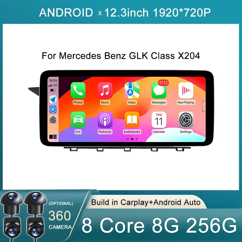 Android 14 For Mercedes Benz GLK Class X204 2008 2009 2010 2012 2013 2014 2015 Car Radio Screen Multimedia Auto Stereo GPS Audio