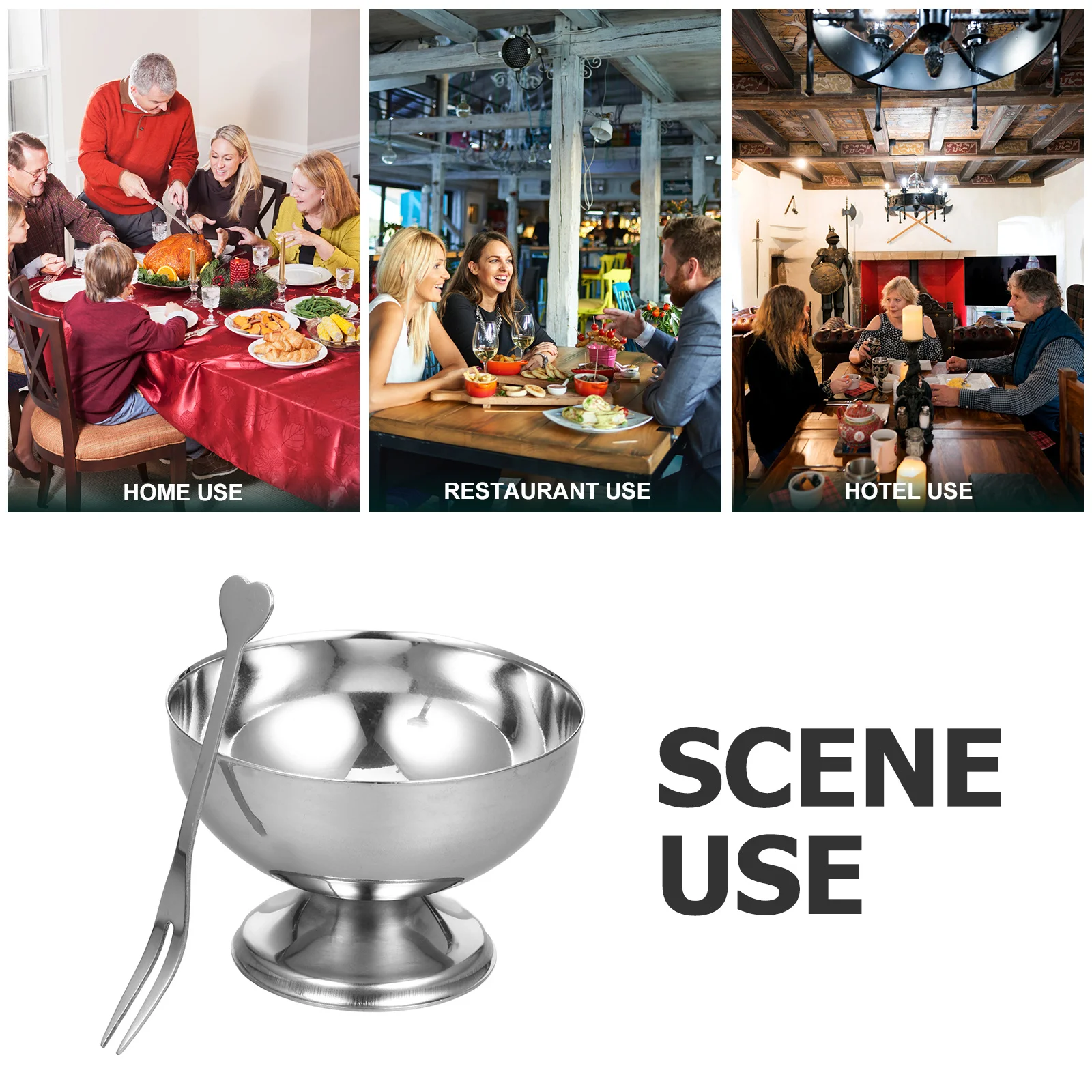 

1pc Stainless Steel Dessert Cup 6Oz Salad Fruit Bowl For Home Kitchen Restaurant Use Multipurpose Food Serving Storage Bowl