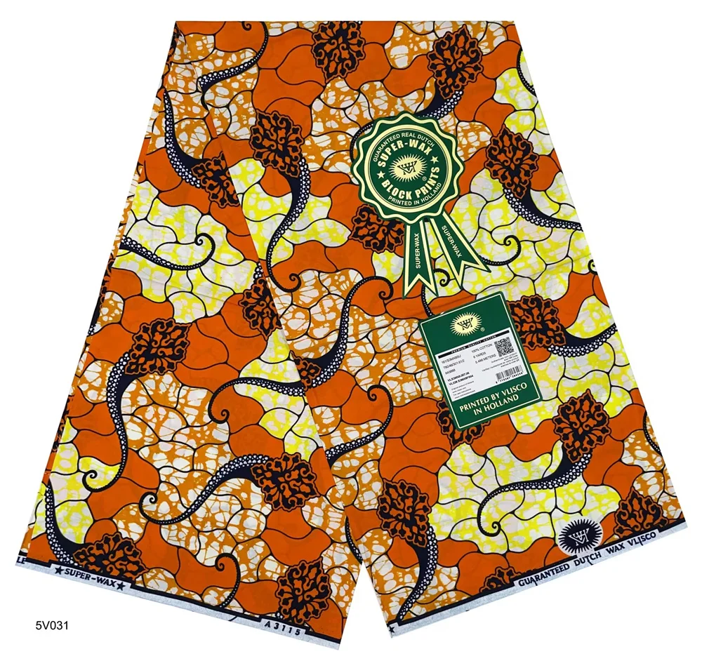 

African Fabric Wax Printed Cotton Cloth 6 Yards Wax Prints Fabrics For Women Dress