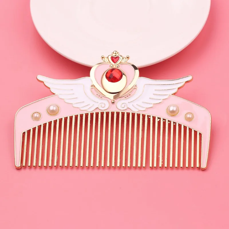 

Hot Sales Anime Hairdressing Comb Sailor Moon Cosplay Props Cardcaptor Sakura Pink Woman Cartoon Metal Pettine Originality Gift
