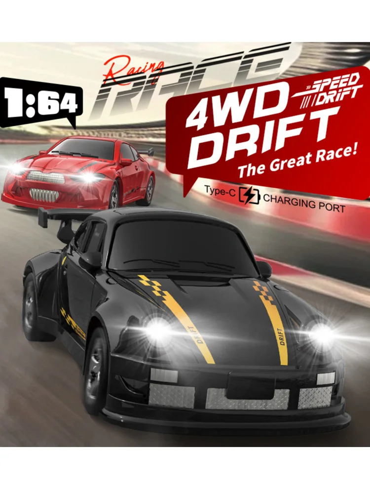 KF20 1:64 RC Drift-Auto 4WD 2,4G Hochgeschwindigkeits-Mini-Ferngesteuertes Rennauto Desktop-Wettbewerbsfahrzeuge Spielzeug