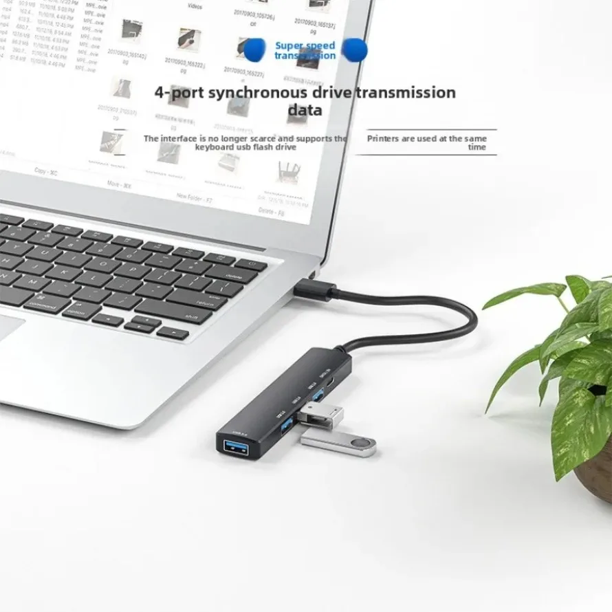 USB 3.0 Hub 5-IN-1 USB Hub Extender Splitter with 4 USB-A + 1 PD Type-C Fast Charging/Data Port Extender Splitter for Laptop PC