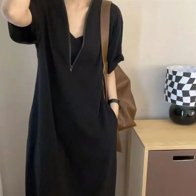 

Adult Simple Vintage Long Dress New Style Slimming and Belly-Covering for Girls Big Kids Long Dress Loose Comfortable Versatile