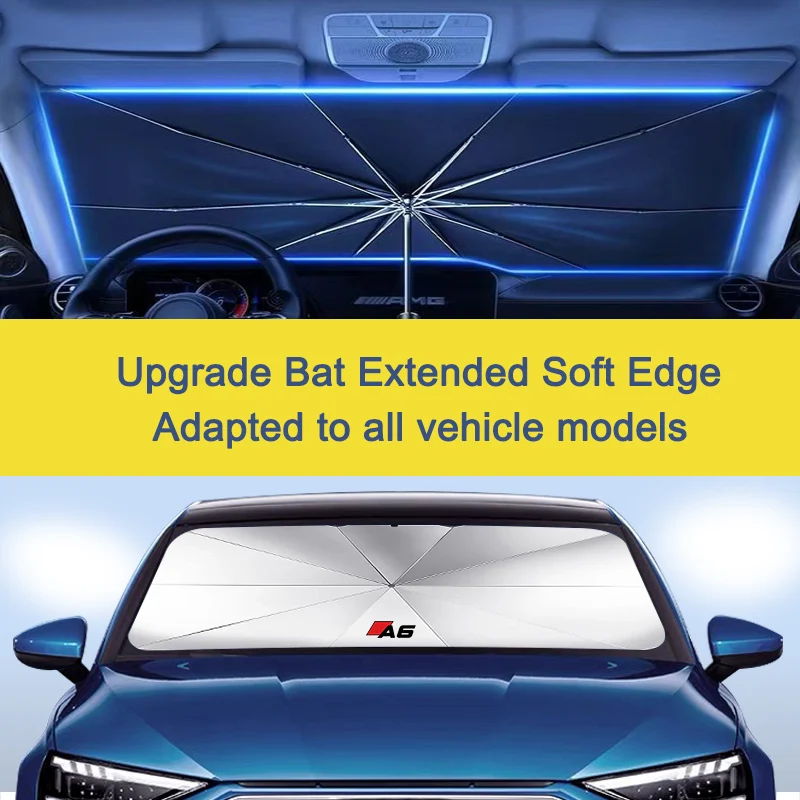 Car Logo Foldable Sun Umbrella Windshield UV Sun Shade Umbrella For Audi A1 A3 A4 A5 A6 A7 A8 Q3 Q5 Q7 Car Interior Accessories