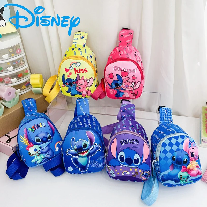 Лило и Стич, нагрудный пакет из полиэстера, кошелек для монет с принтом, периферийные устройства в стиле аниме Диснея для мальчиков и девочек, детская сумка для хранения, милый подарок, портативный