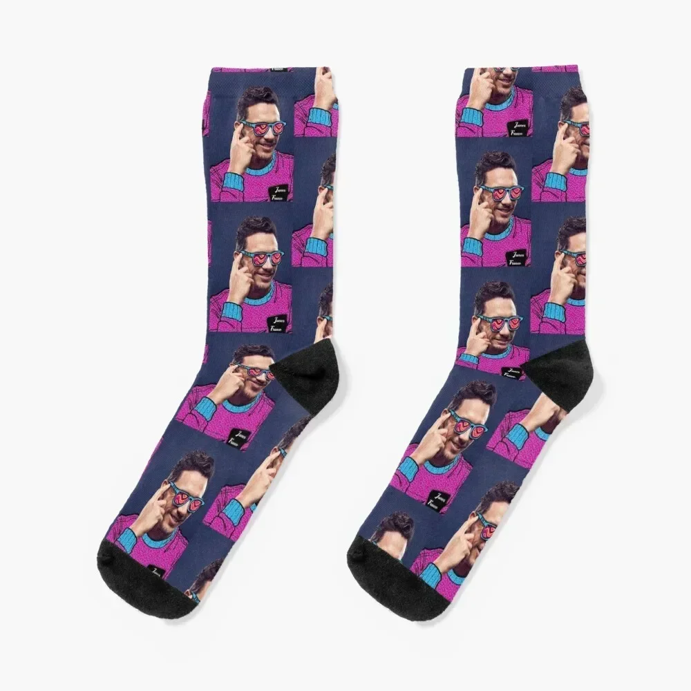 James Franco Glasses Art Socks Christmas snow hip hop funny gift Socks Female Men's