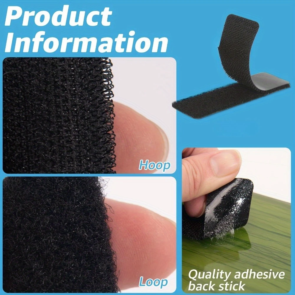 100Pcs Strong Black Non-Slip Straps, Removable No-Residue Tape for Furniture, Car Polishing & Home, No Screws Needed