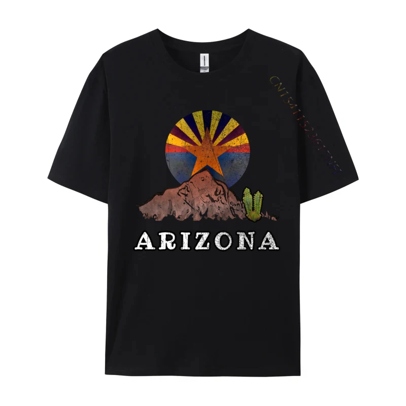 

Arizona With Flag Themed Mountain Desert Hot Sale Man Tshirts Round Collar Cotton Fabric Europe T Shirt Fashionable T-Shirt