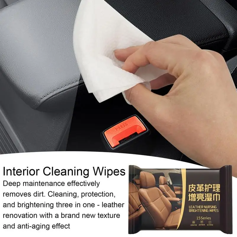 

Car Cleaning Moist Wipes 15/80Pcs Car Detailing Wet Wipes Verhicle Interior Seat Leather Care Wipes Novelty auto supplies