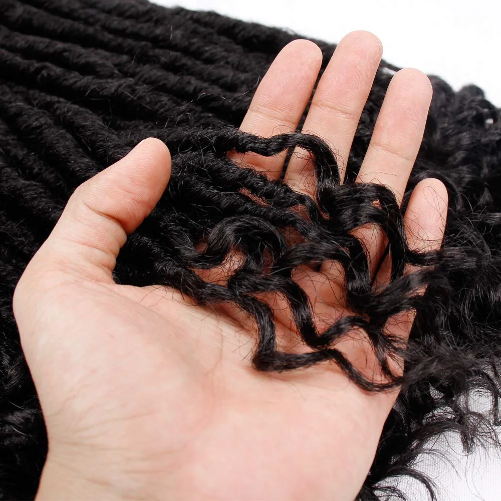 Trecce per capelli sintetici Crochet Dea Faux Locs Capelli all'uncinetto 20 pollici Onda naturale Estremità ricci Estensioni dei capelli per donna nera