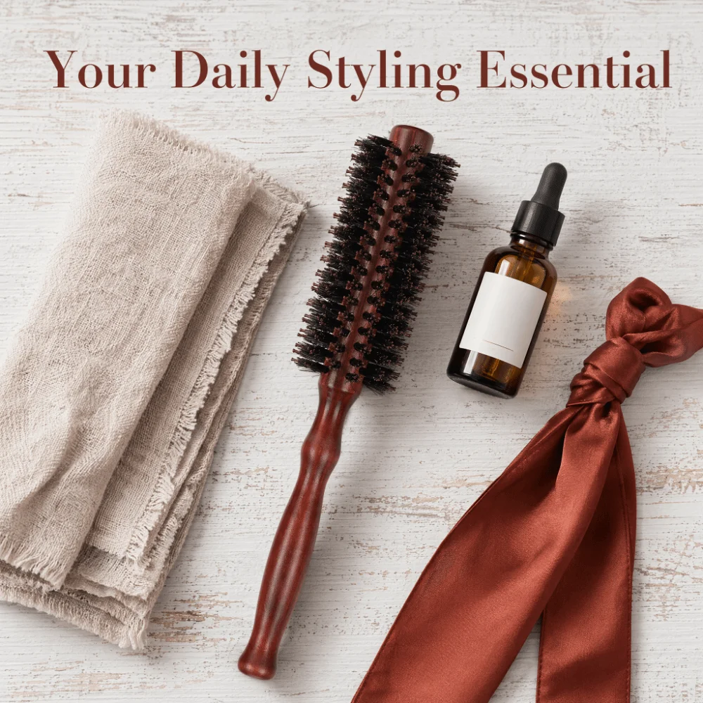 3PCS Static Free Round Hair Brush Medium Size Wooden Handle Curling Hair Brush Round Lightweight Hairdressing Brushes For Women
