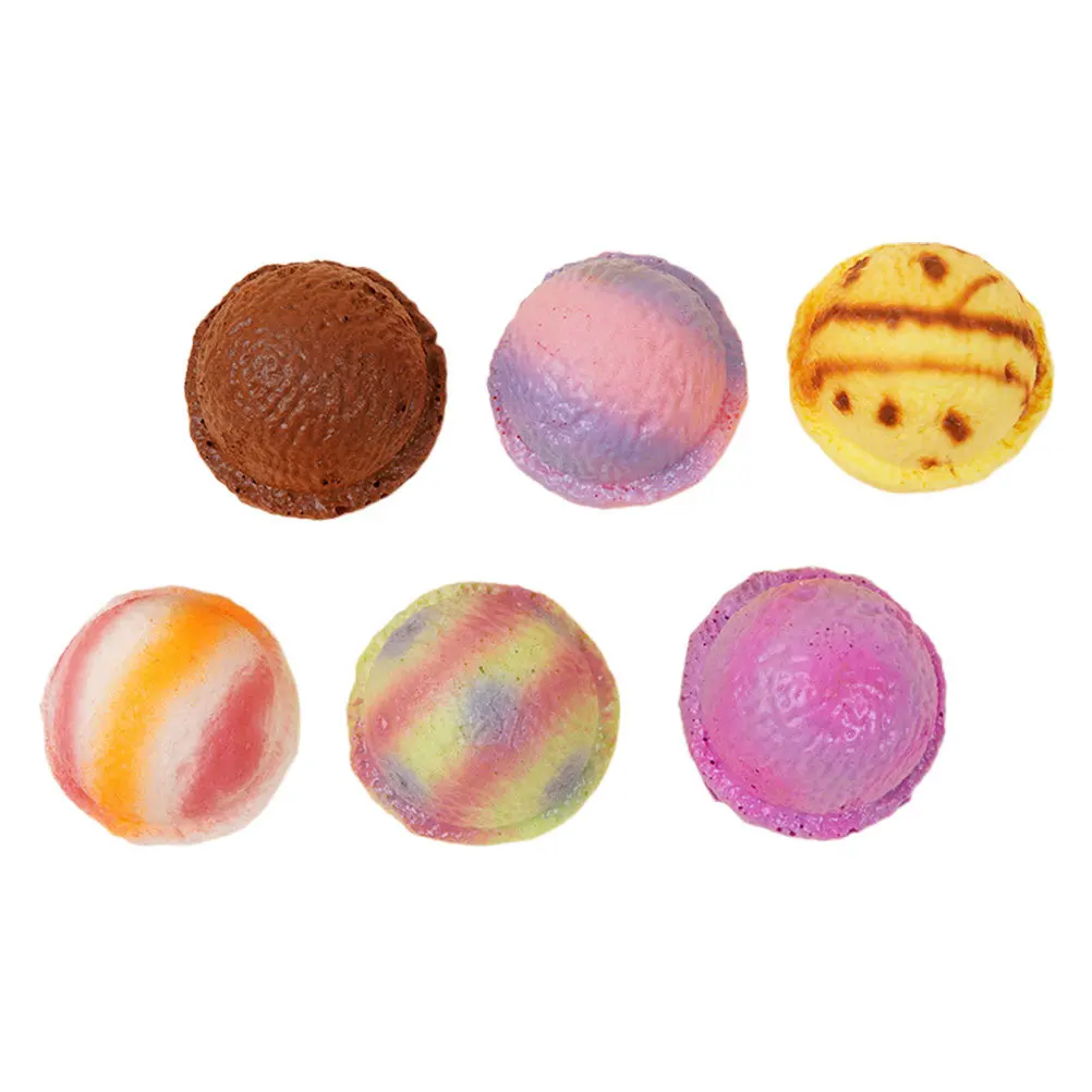 6Pcs Miniature Fake Ice Cream Balls Lifelike Artificial Dessert Decorations for Party DIY Craft Cake Topper Photography Prop