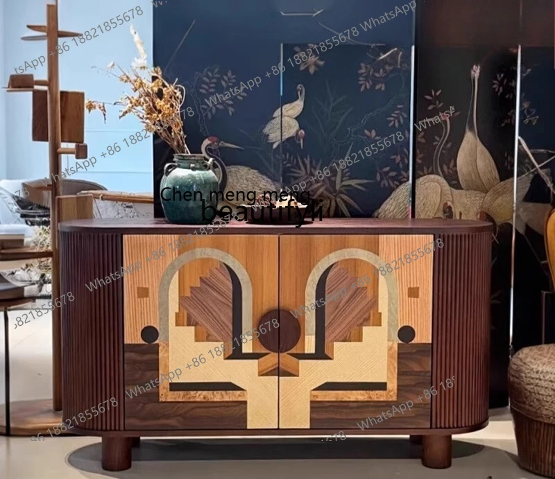 

X Retro solid wood entrance, dining side cabinet entry, storage, decorative locker