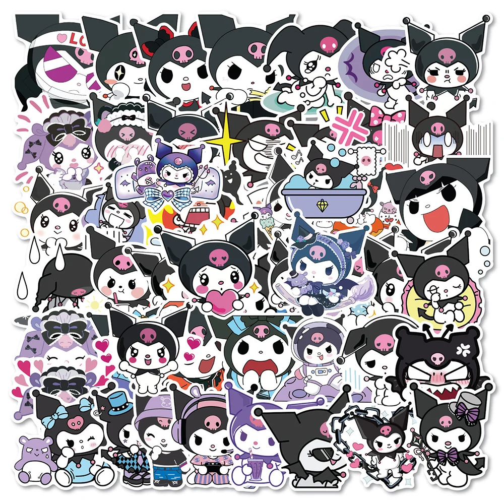 10/30/50pcs Funny Kuromi Cartoon Stickers Decals DIY Fridge Phone Luggage Car Cute Sanrio Series Decorative Stickers Kids Gift