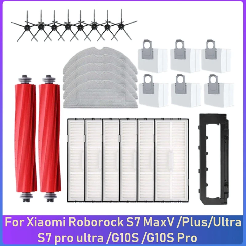 

28PCS Accessories Kit For Xiaomi Roborock S7 Maxv /Plus /Ultra /S7 Pro Ultra /G10S / G10S Pro Robot Vacuum Cleaner Spare Parts