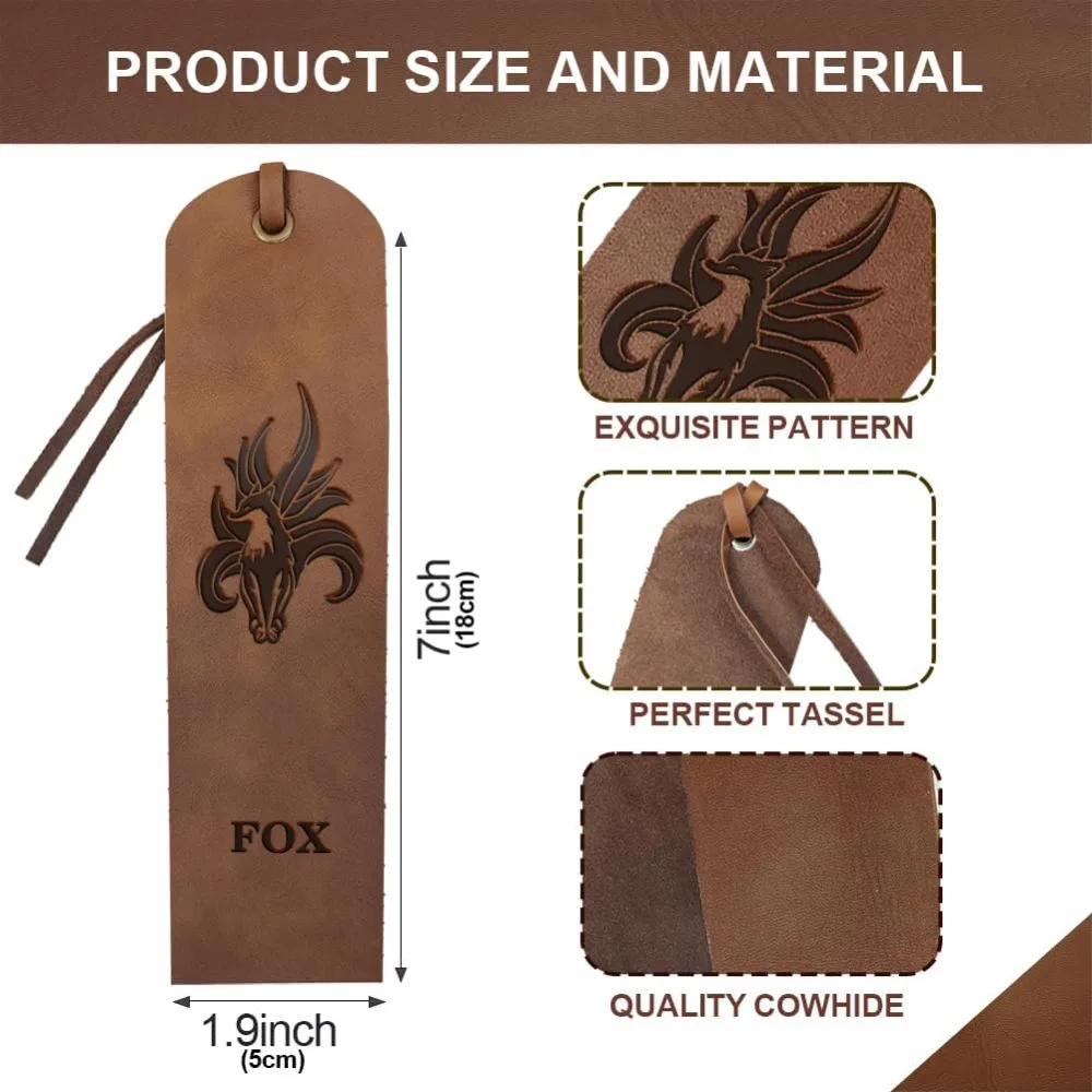 4pcs Fox Leather Bookmark 2×7inch Wildlife Bookmark Gift Vintage Fox Wild Animal Bookmarks Fox Text Leather Page Markers for