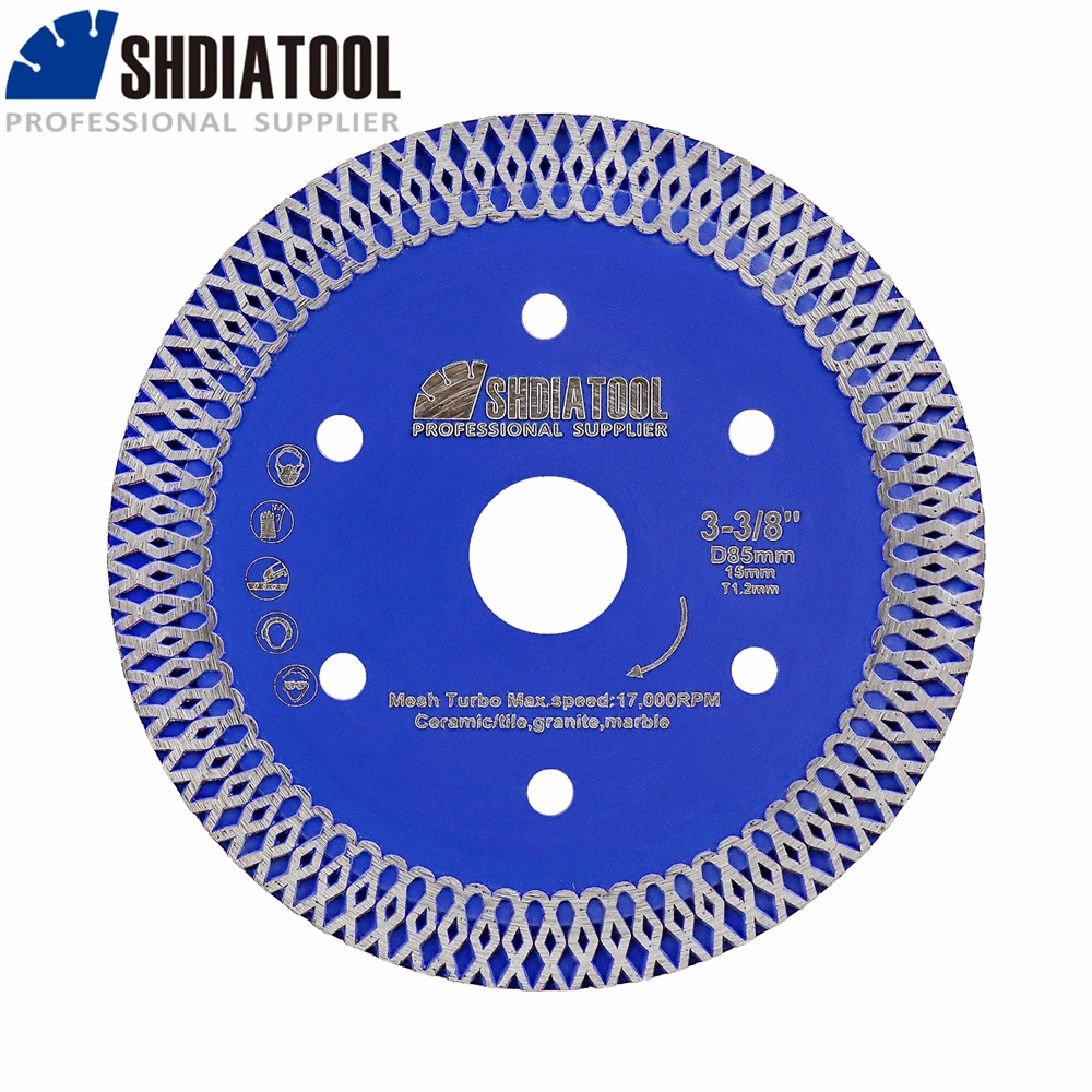 

SHDIATOOL Diamond Saw Blade Cutting Disc Super Thin X Mesh turbo Dia 85mm Tile Stone Ceramic Porcelain Angle Grinder Dry Cutting