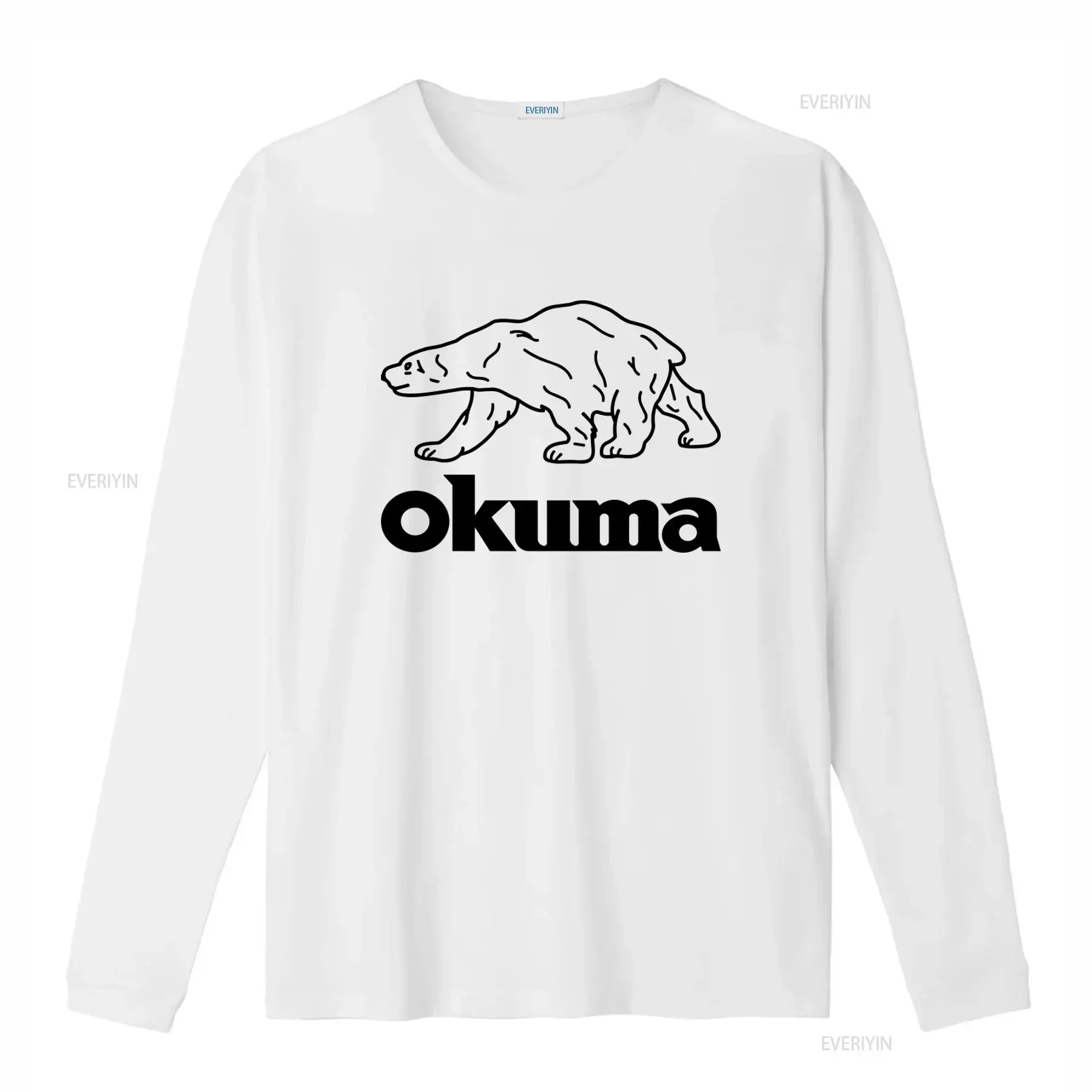 OKUMA Logo Pro Fishing Men's Grey T Shirt Bear Print Size S 5XL vintage Washed designer clothes Soft Comfortable Slightly