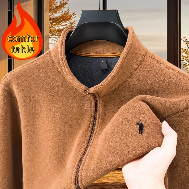 

Осенне-зимний модный брендовый оригинальный удобный кардиган на молнии с вышивкой Paul, новая мужская бархатная теплая куртка с воротником-стойкой