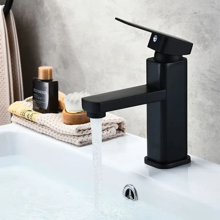 Countertop Basin Faucet Black Toilet Hot and Cold Square Wash Basin Wash Basin Household Single Hole Bathroom Basin Faucet