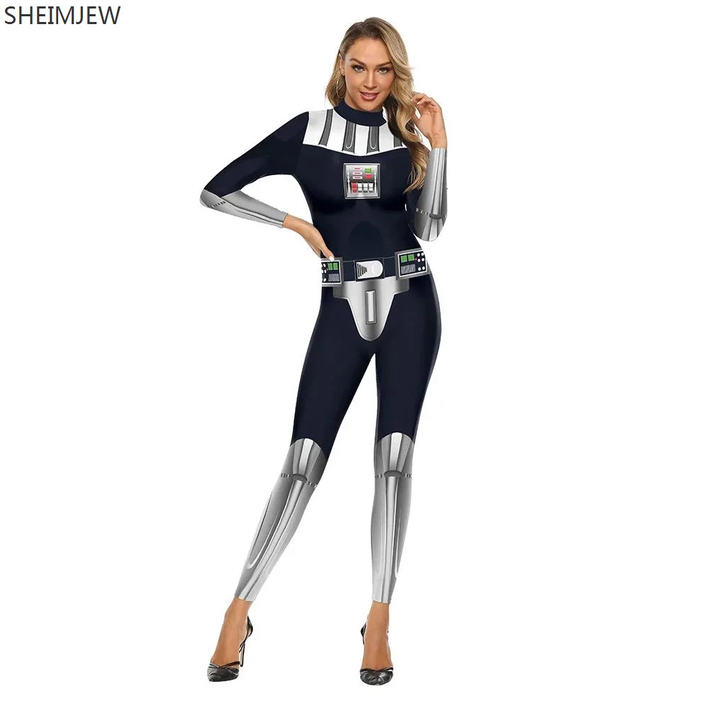 Women Steampunk Robot Cosplay Zentai Suit Party Jumpsuits Sexy Bodysuit Catsuit Halloween Carnival Stage Performance Costume