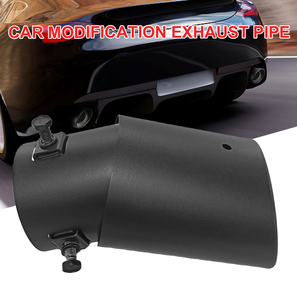 سيارة العادم الخمار تلميح سبائك الألومنيوم الذيل الحلق العادم الأسود أنابيب طرفية الخمار العادم العادم تلميح اكسسوارات السيارات المستديرة #3