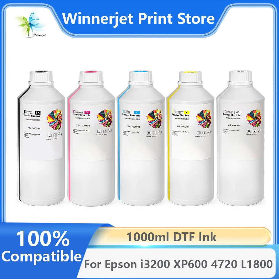 Direct To Transfer Film Ink DTF Ink White 1000ML For PET Film Hot Melt Powder DTF Printer