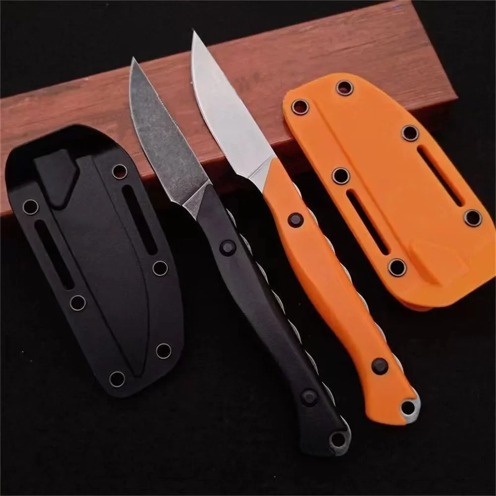 Straight BM 15700 Knife CPM-154 Steel Blade Santoprene Handle Outdoor Camping Hunting with Nylon Sheath EDC Knife Men's Gitfs