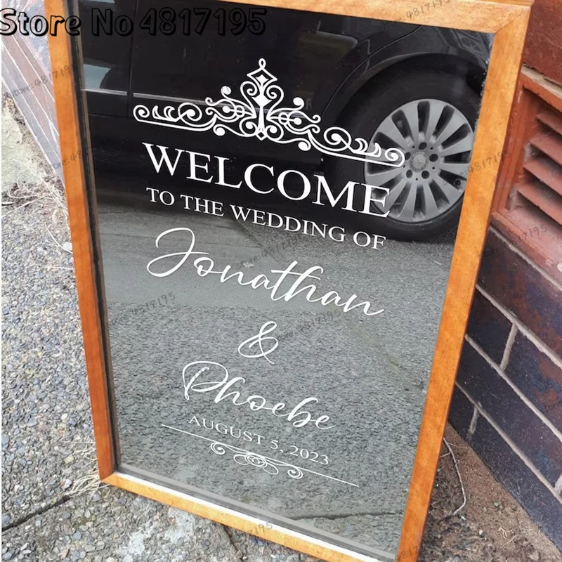 Welcome To Wedding Of Stickers Personalised Welcome Wedding Vinyl Sign Custom Name Stickers Bienvenue Wedding Mariage Stickers