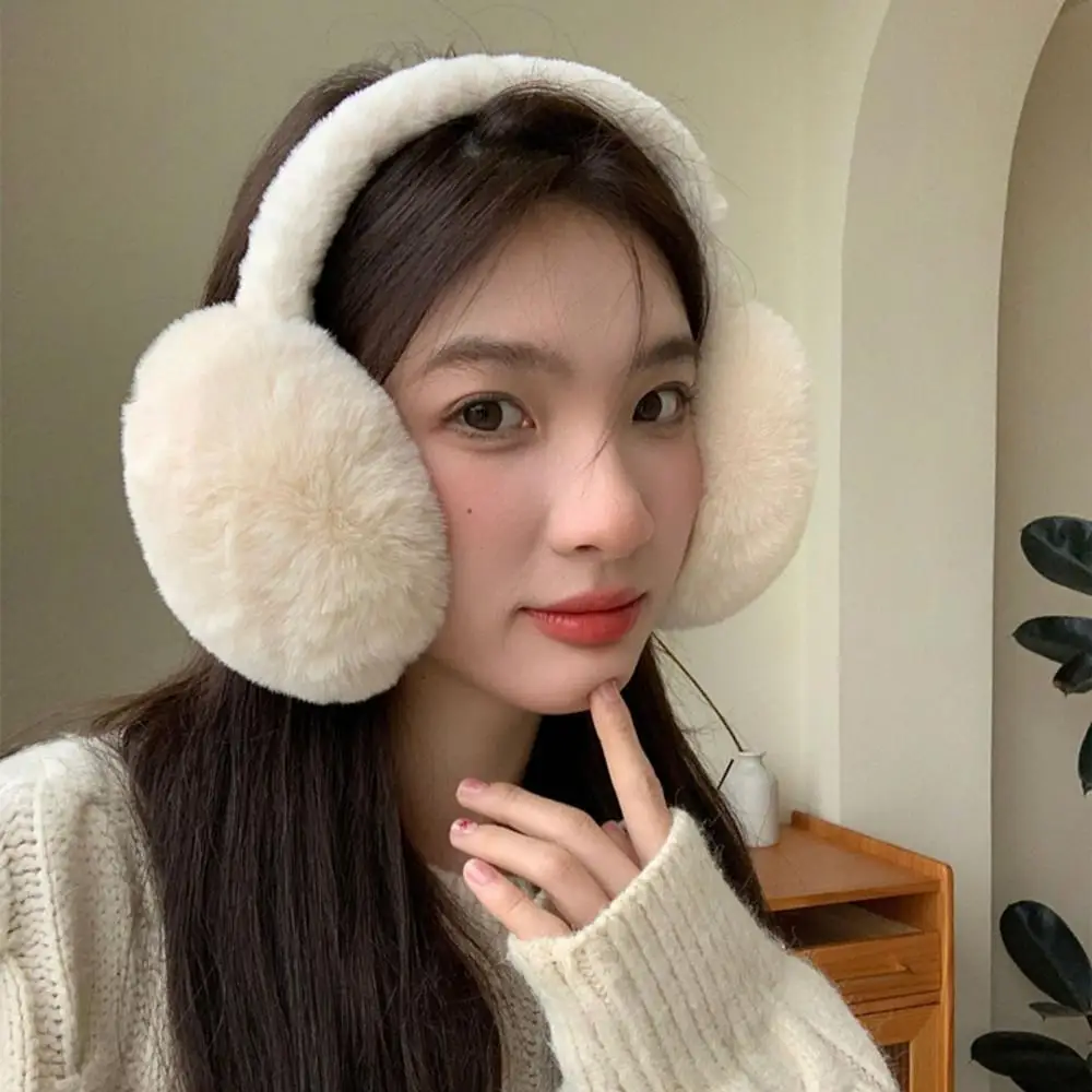 2024 dobrável de pelúcia earmuffs feminino inverno quente earflaps moda cor sólida orelha mais quente inverno headwear pele do falso capa de orelha unisex