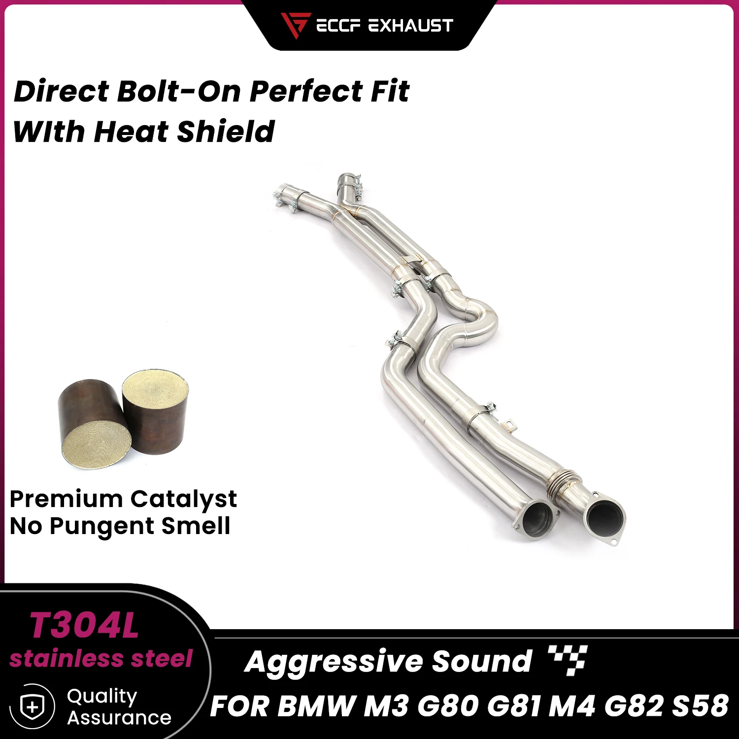 

Sport Stainless steel of equal length Mid Pipe Exhaust For BMW M3 G80 G81 M4 G82 S58 Performance Upgrade Easy Installation