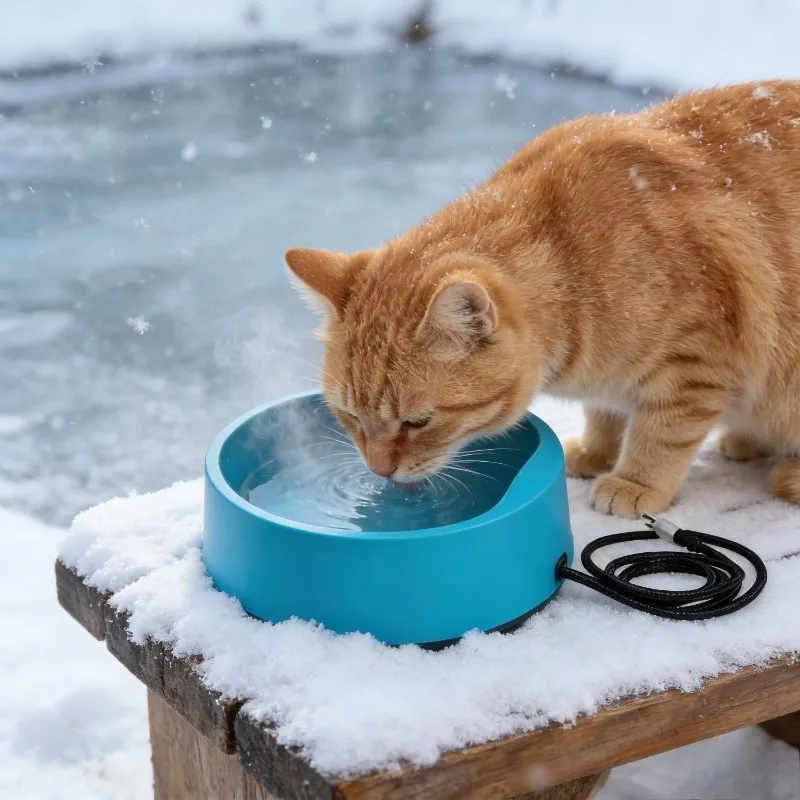 

Heated Pet Water Bowl Thermostatic Drinking Basin for Cats Dogs in Winter, Anti-Freezing Outdoor Heating Water Dispenser