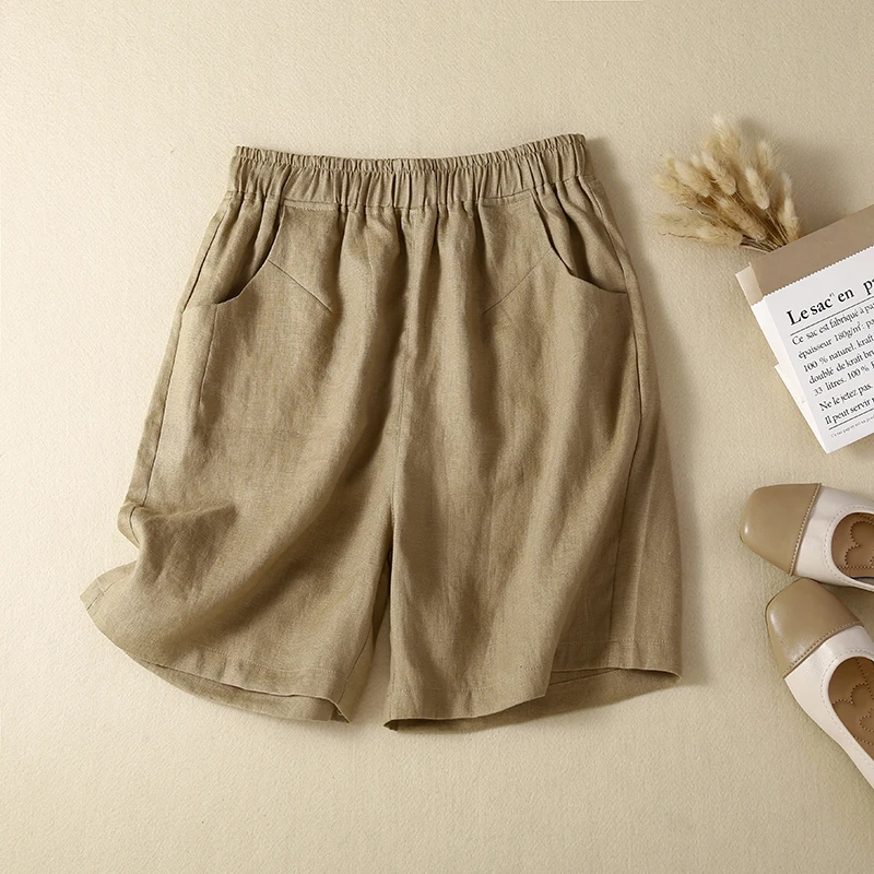 

Linen Cotton Wide Leg Pants Women Summer Loose Fit Thin High Waist Shorts Casual Trousers Comfortable Breathable Natural Waist