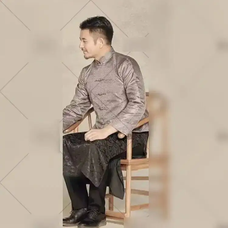 زي العريس الصيني التقليدي بدلة Xiuhe للرجال بدلة تانغ القديمة أزياء الكونغ فو هانفو على الطراز الصيني للرجال رداء طويل