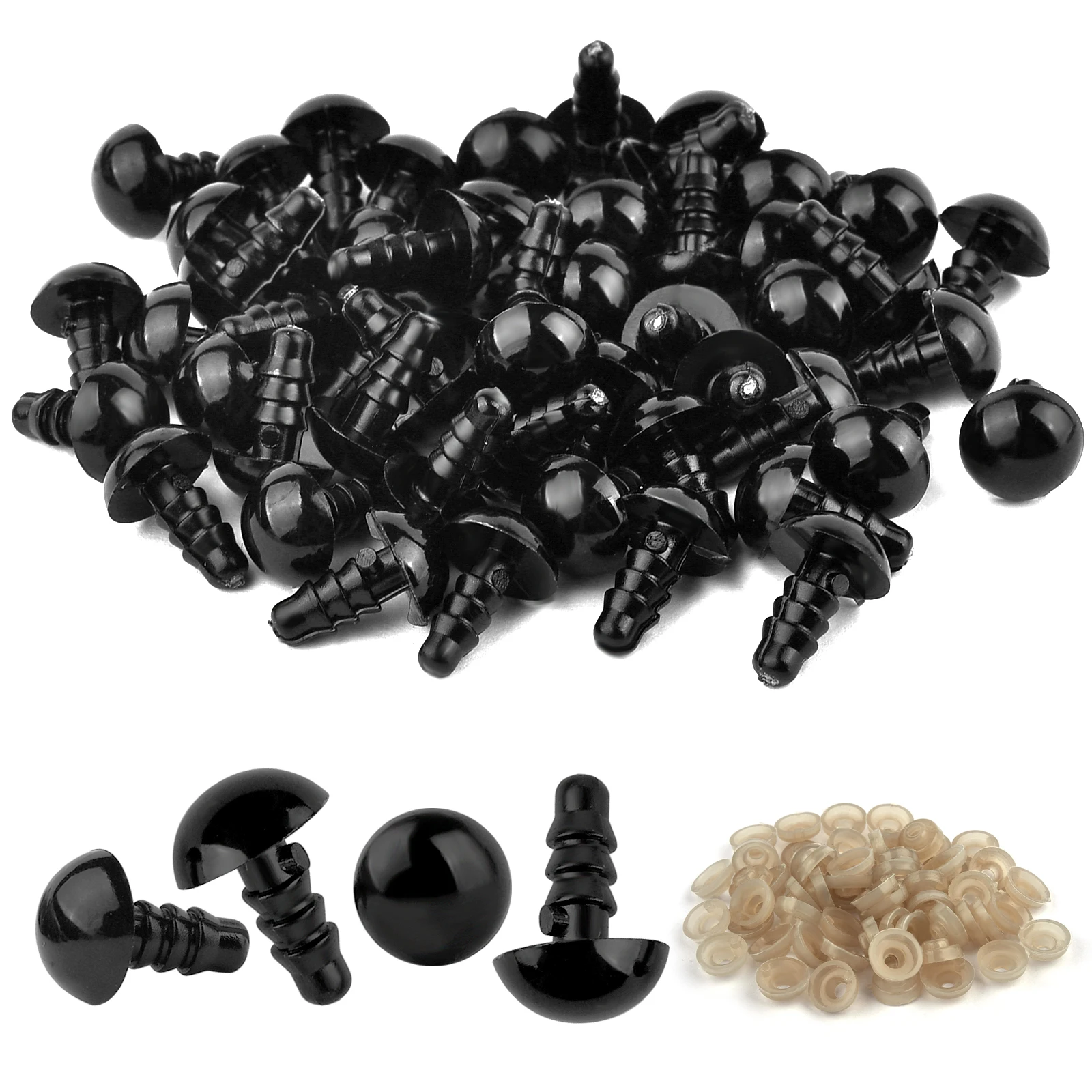 50 Uds DIY ojos de seguridad de plástico negro muñeca de juguete globo ocular accesorios para muñecas para juguetes Amigurumi DIY Kit manualidades decoración de muñecas de dibujos animados