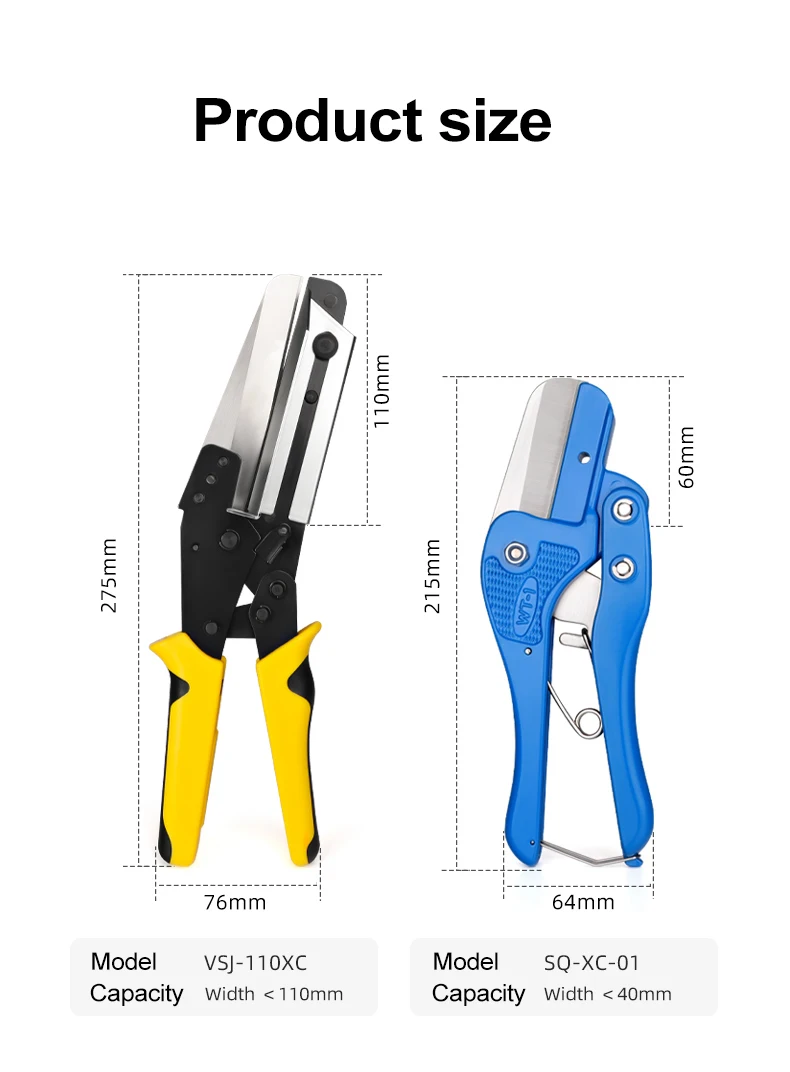 PVC Wire Stripper VSJ-110XC Clamp Plastic Trunking Shear Adjustable Stripping Length Trim Cable Cutting Terminal 45-90° Scissors