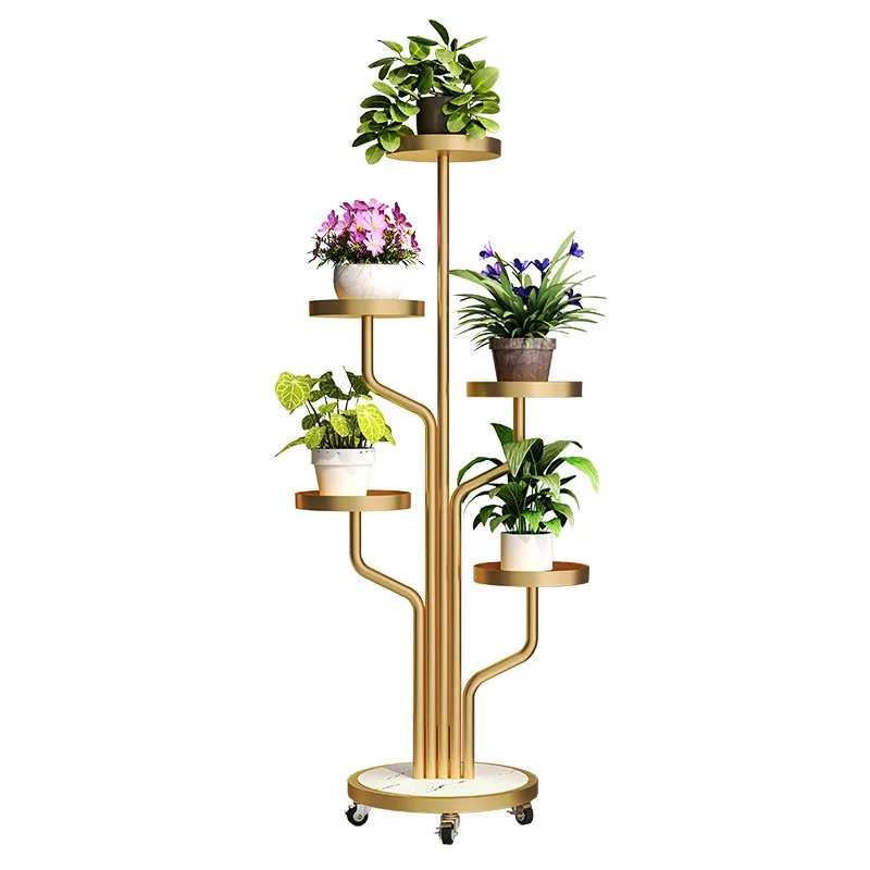 

Light luxury living room floor-to-ceiling movable succulent wrought iron balcony 2024 new multi-layer