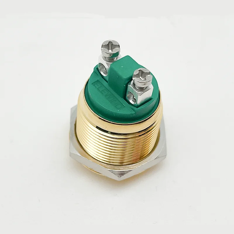 ELEWIND 19mm  Screw terminal Momentary (1NO) Domed head gold plated vandal proof push button switch ( PM191B-10/G )