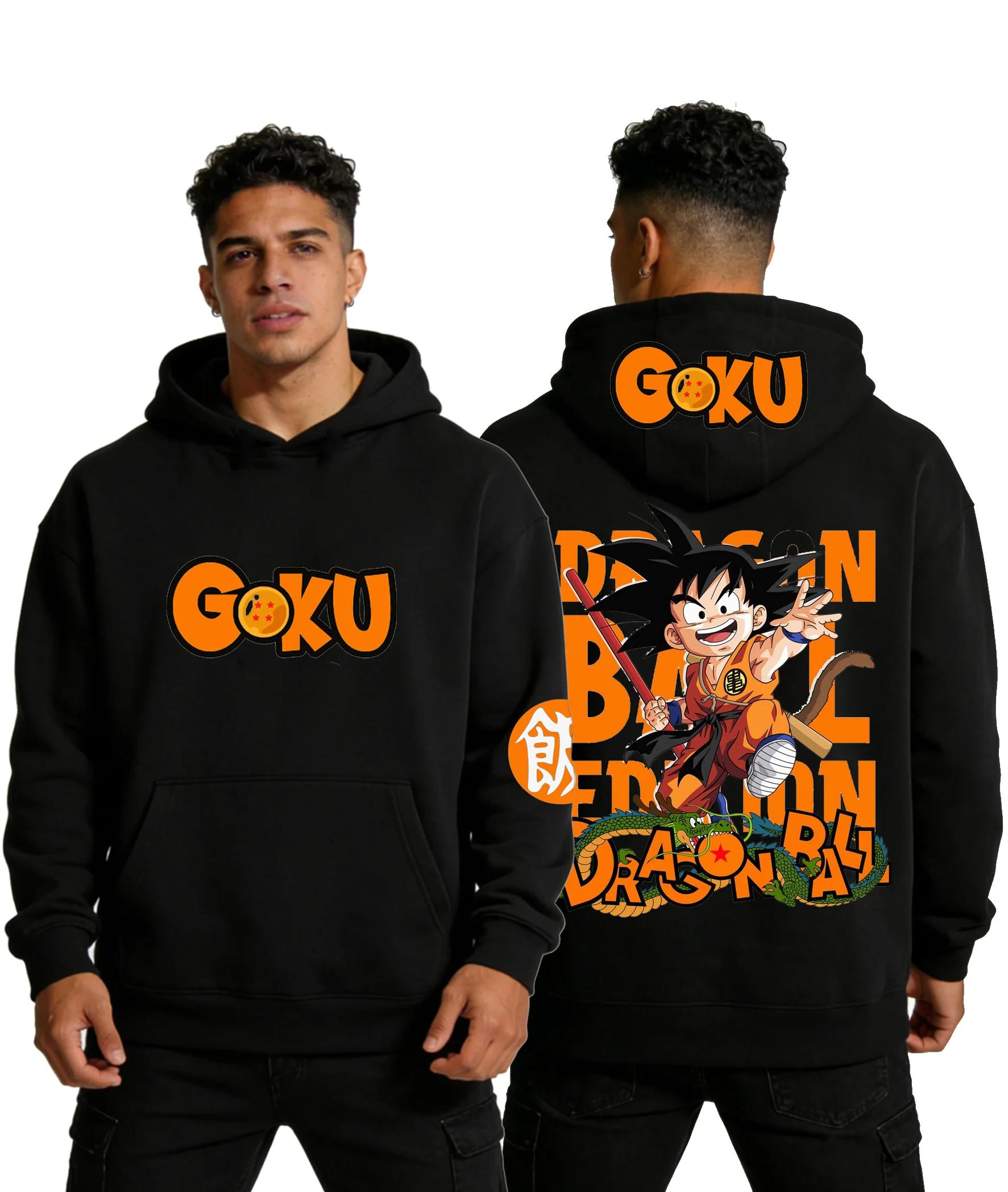 

Японское аниме-худи «Зимний Драгонболл» в винтажном стиле, хлопковое, оверсайз, унисекс, для мужчин, женщин и детей, с принтом Гоку, повседневный пуловер-свитшот