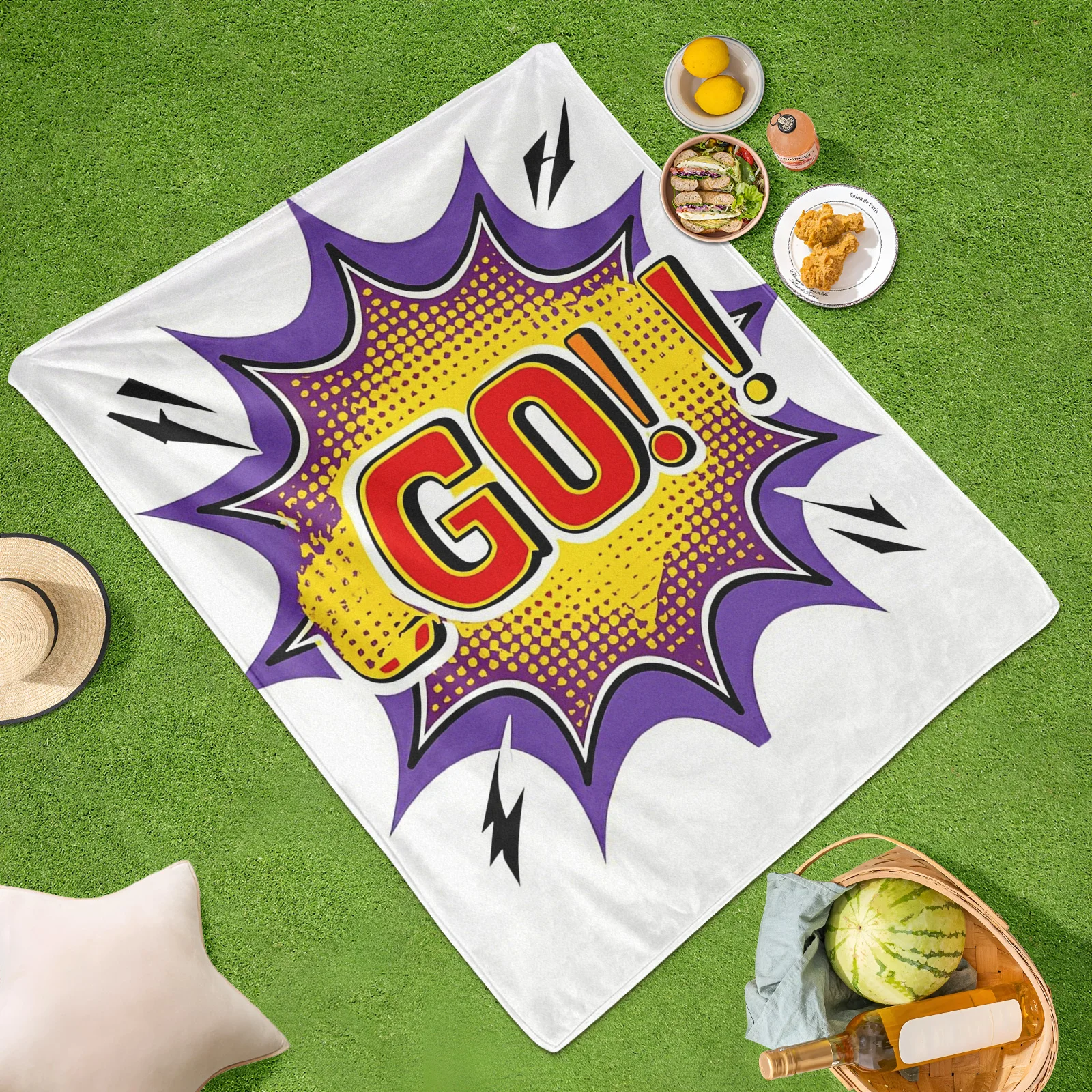 Go Chat Symbol Manta exterior amarilla y morada para hermano y viajero creativo Idea de regalo para viajes de exploración únicos