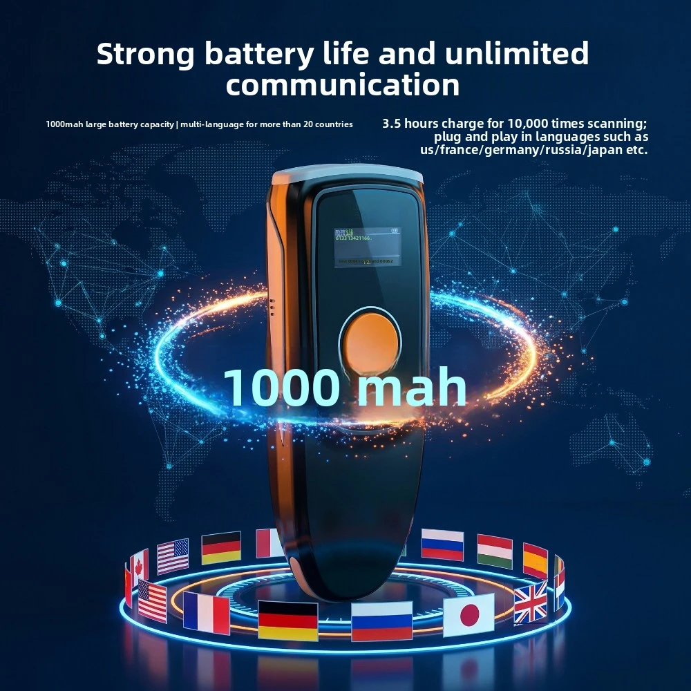 

Wireless Barcode Scanner 3 Mode Bluetooth USB Type C Fast Charge LCD Display Shock Resistant for Warehouse Logistics Store