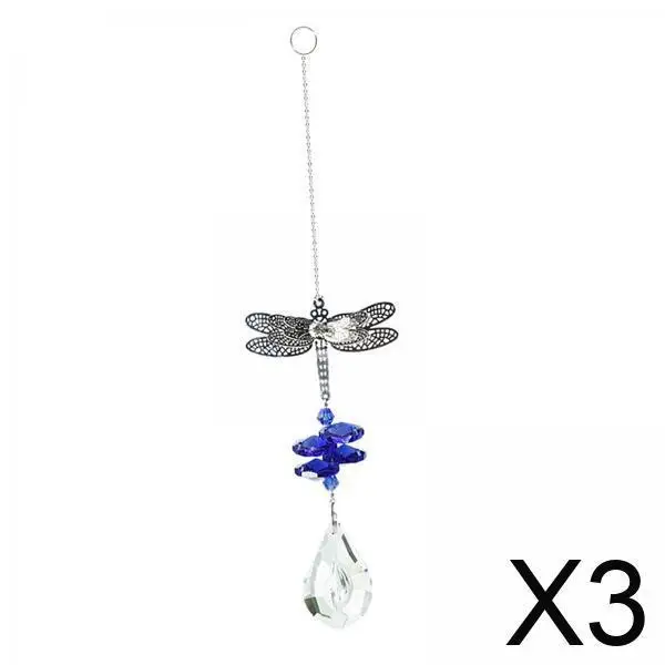 

3x Suncatcher Clear Hanging Pendant Balls Dragonfly Ornament Rainbow Making for Window, Garden Decoration
